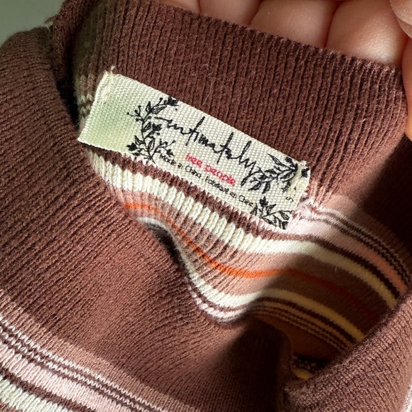Intimately Free People So Good Stripe Pullover Sweater - Cream/Rust - Size Small - Picture 10 of 11